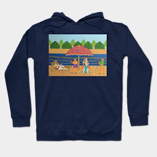 Indian folk art phad painting with modern fusion, Summer beach theme Hoodie